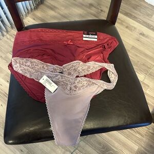 Soma Red and Pink Lace Panty Set